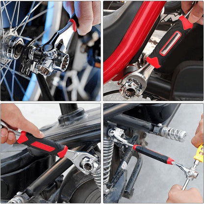 52-in-1 Socket Wrench - Adjustable Wrench - Universal Stainless Steel Wrench - Multifunctional Wrench - With 360 Degree Rotating Head - Suitable for Home, Bicycle and Car Repairs.