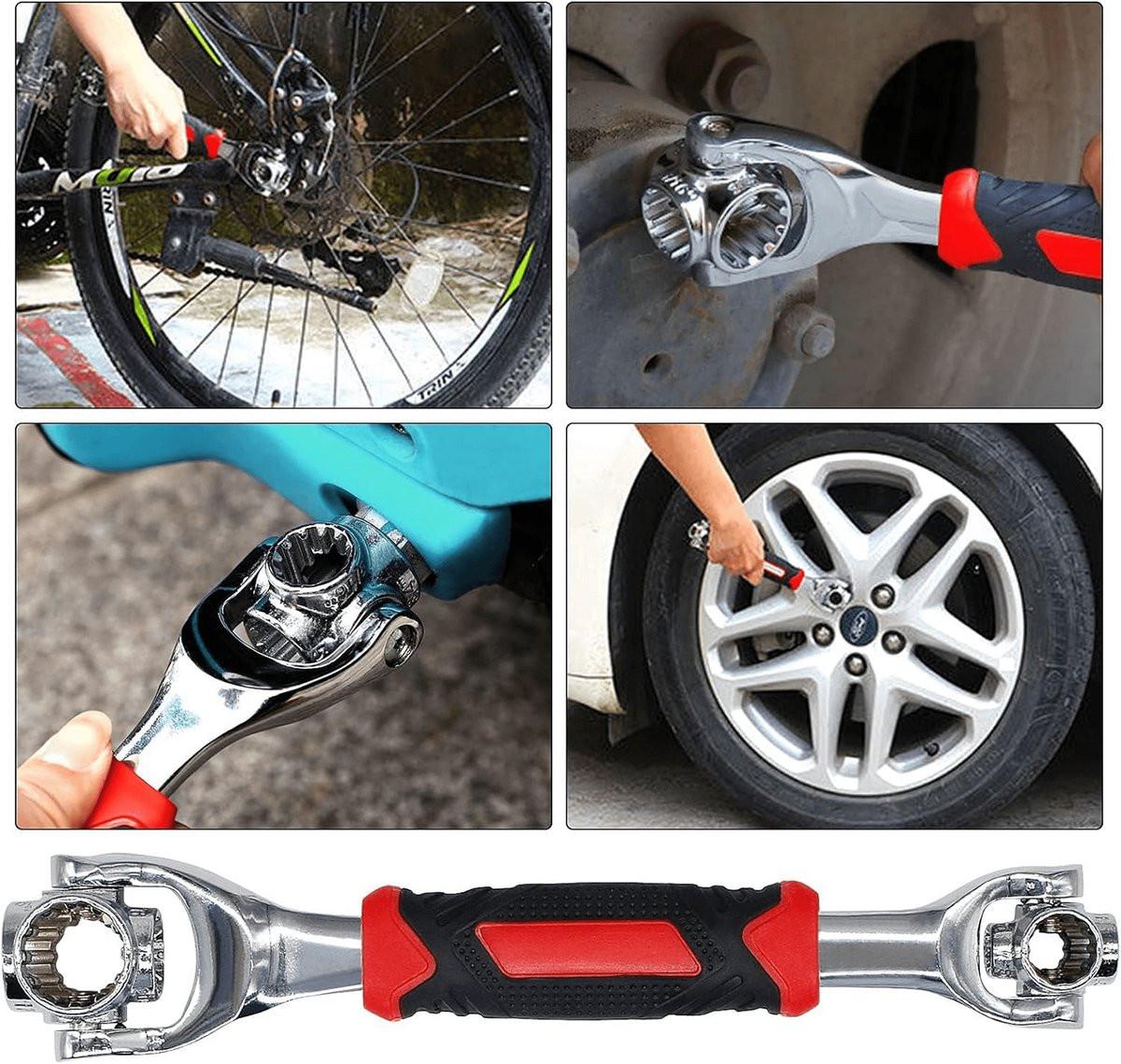52-in-1 Socket Wrench - Adjustable Wrench - Universal Stainless Steel Wrench - Multifunctional Wrench - With 360 Degree Rotating Head - Suitable for Home, Bicycle and Car Repairs.