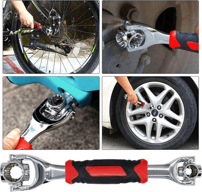 52-in-1 Socket Wrench - Adjustable Wrench - Universal Stainless Steel Wrench - Multifunctional Wrench - With 360 Degree Rotating Head - Suitable for Home, Bicycle and Car Repairs.