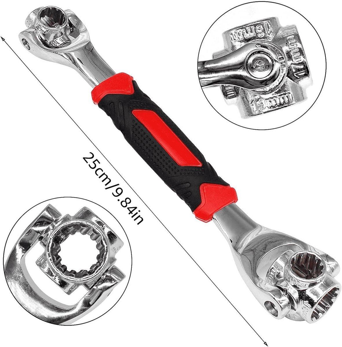 52-in-1 Socket Wrench - Adjustable Wrench - Universal Stainless Steel Wrench - Multifunctional Wrench - With 360 Degree Rotating Head - Suitable for Home, Bicycle and Car Repairs.