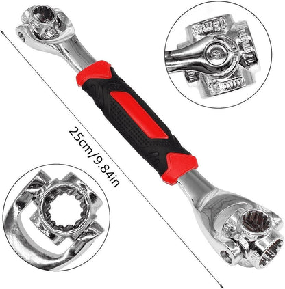 52-in-1 Socket Wrench - Adjustable Wrench - Universal Stainless Steel Wrench - Multifunctional Wrench - With 360 Degree Rotating Head - Suitable for Home, Bicycle and Car Repairs.