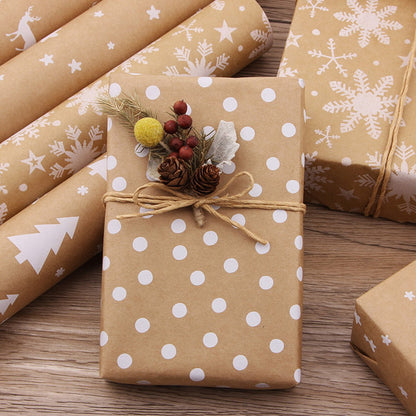 Gift Wrapping Paper - Wrapping Paper - 5 Rolls - Gift Wrapping Paper - DIY Gifts - Eco-Friendly Materials - Wrapping Paper with Christmas Tree and Snowflake Pattern - 0.43*3 Meter