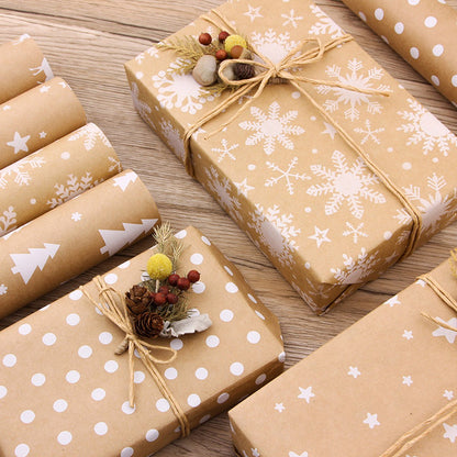 Gift Wrapping Paper - Wrapping Paper - 5 Rolls - Gift Wrapping Paper - DIY Gifts - Eco-Friendly Materials - Wrapping Paper with Christmas Tree and Snowflake Pattern - 0.43*3 Meter