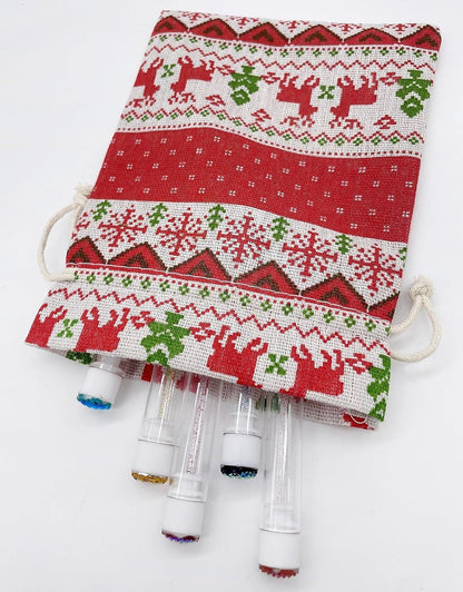 Christmas linen gift bags - 24 pieces - 10x14cm - Christmas decoration for indoors - Reusable - Christmas candy bags with drawstring - Suitable for gift bags for children's parties during the Christmas holidays