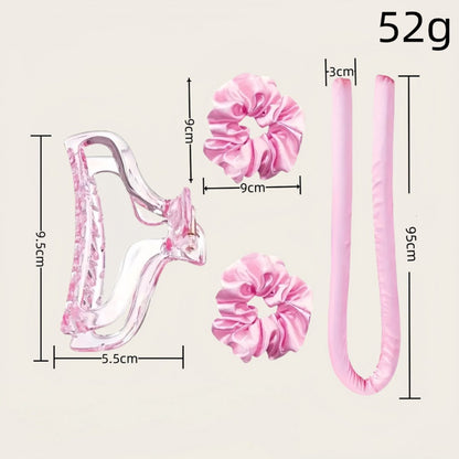 Hair Rollers - 12-Piece - Heatless Curling Iron - Heatless Curls - Curls without Heat - Includes Hair Clip and Satin Sleep Cap (Pink)