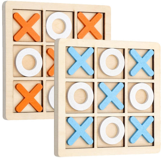 2 Sets Mini XO Chess Board Game Family Kids Puzzle Game Educational Toys - Wooden Board Game Table Toys - for Children Kids Day Birthday Party.