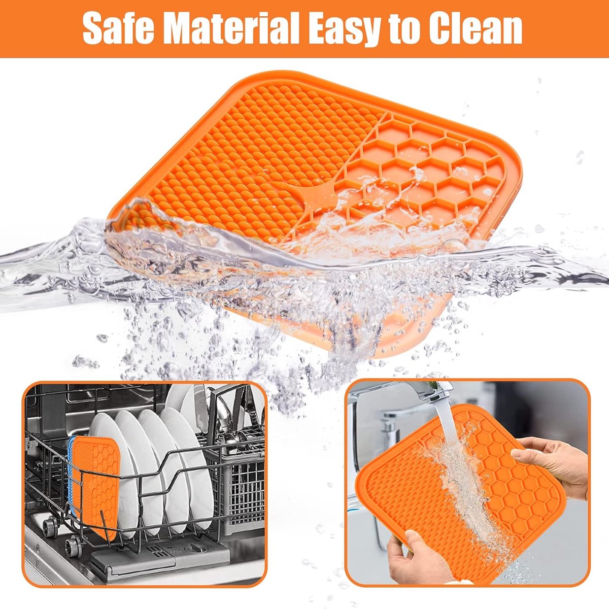 2-Pack Dog Lick Mats with Suction Cups - BPA-Free Slow Feeder Dog Lick Mats - Comes with 1 silicone scraper - Extra strong suction cups - Suitable for bathing, grooming, training and combing