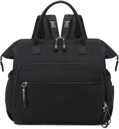 Convertible Diaper Bag - Wide Opening - 14 Pockets - Stylish - Baby Changing Bag - with Stroller Buckle - Diaper Bag - Waterproof (Black).