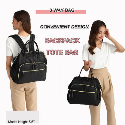 Convertible Diaper Bag - Wide Opening - 14 Pockets - Stylish - Baby Changing Bag - with Stroller Buckle - Diaper Bag - Waterproof (Black).