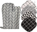 Set of 6 - Oven Mitts and Heat Resistant Mat - Microwave Gloves and Heat Resistant Oven Mat - Cooking Specific