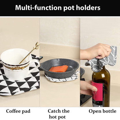 Set of 6 - Oven Mitts and Heat Resistant Mat - Microwave Gloves and Heat Resistant Oven Mat - Cooking Specific