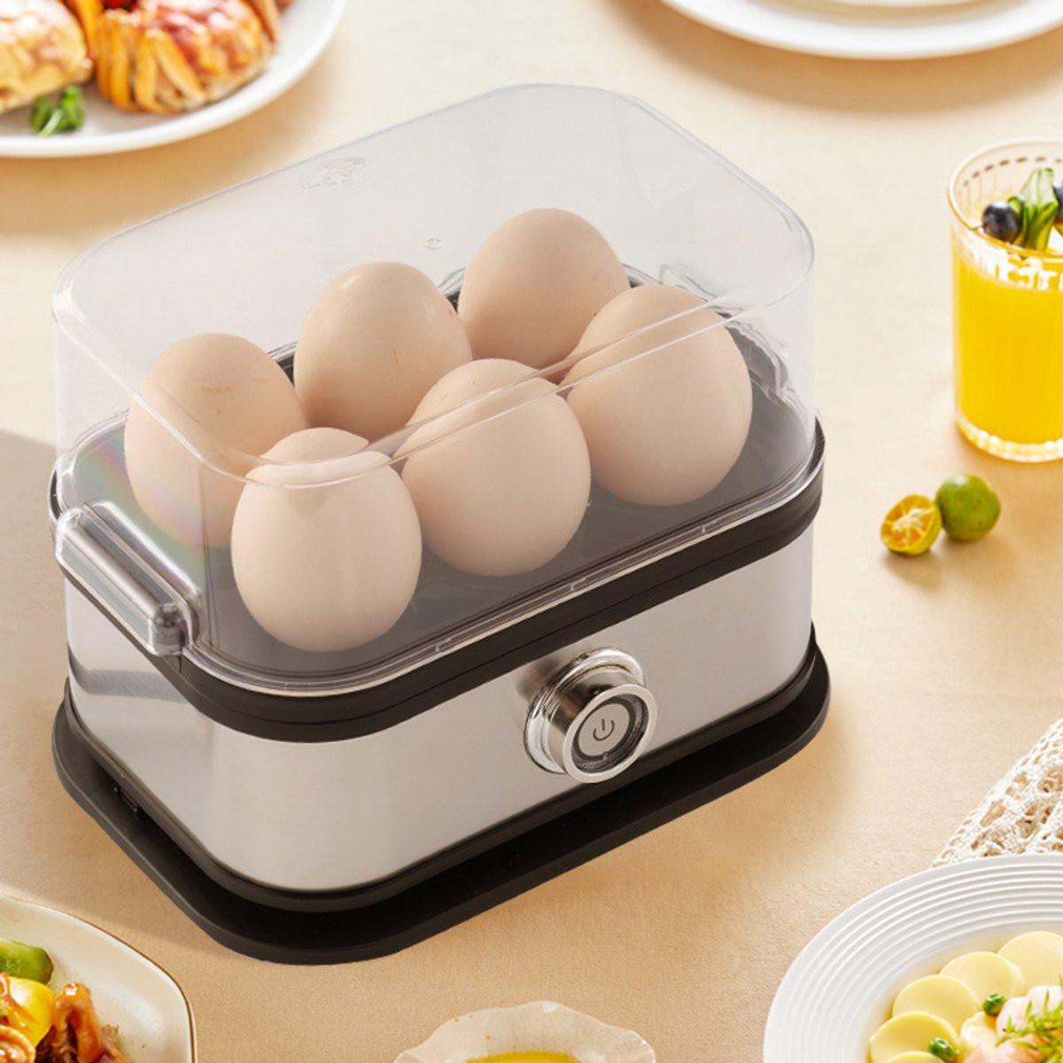Electric Egg Boiler - Egg Boiler 6 Eggs - Made of Stainless Steel - Intelligent Steamer with Automatic Shut-Off.
