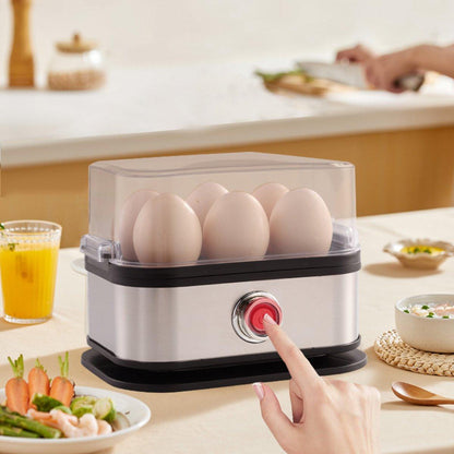 Electric Egg Boiler - Egg Boiler 6 Eggs - Made of Stainless Steel - Intelligent Steamer with Automatic Shut-Off.