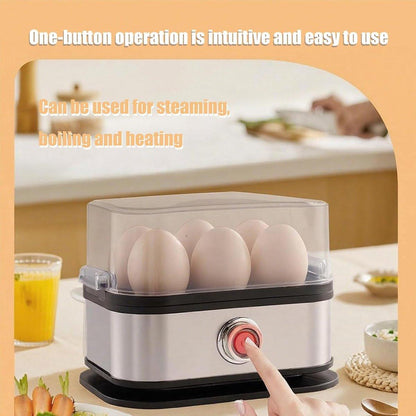 Electric Egg Boiler - Egg Boiler 6 Eggs - Made of Stainless Steel - Intelligent Steamer with Automatic Shut-Off.