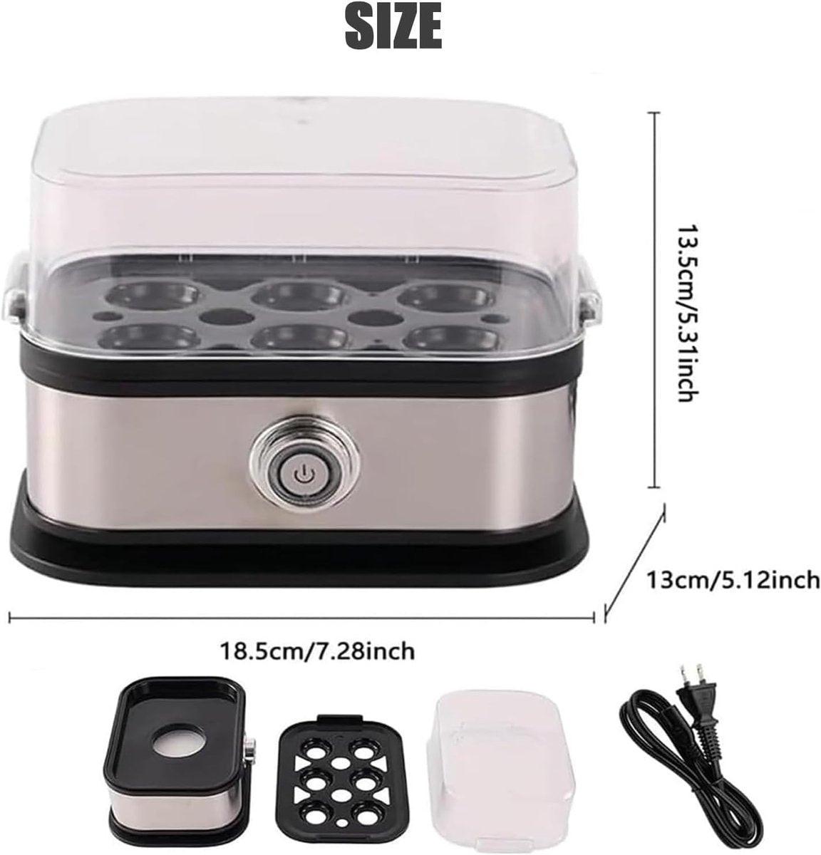 Electric Egg Boiler - Egg Boiler 6 Eggs - Made of Stainless Steel - Intelligent Steamer with Automatic Shut-Off.