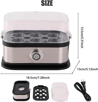 Electric Egg Boiler - Egg Boiler 6 Eggs - Made of Stainless Steel - Intelligent Steamer with Automatic Shut-Off.