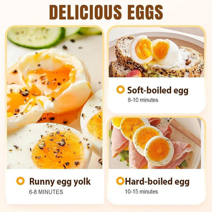 Electric Egg Boiler - Egg Boiler 6 Eggs - Made of Stainless Steel - Intelligent Steamer with Automatic Shut-Off.