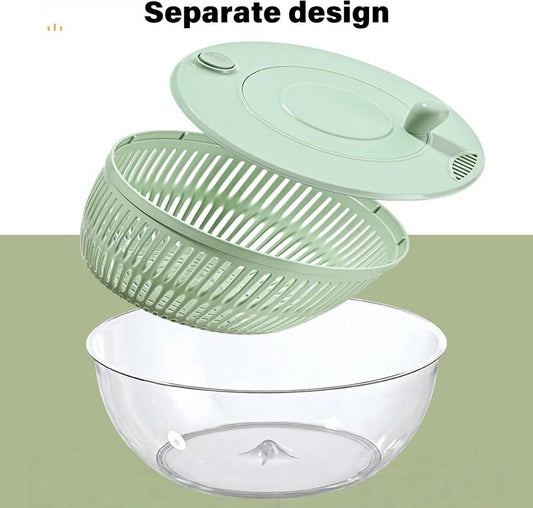 2-in-1 Double Decker Vegetable Dryer - Fruit Salad Drainer - Six Replaceable Blades - Salad Dryer - Double Decker Basket Kitchen Appliance - Double Decker Vegetable and Fruit Washer.