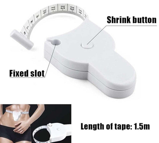 Measuring tape - for clothing and body measurements - centimeters and inches - white.