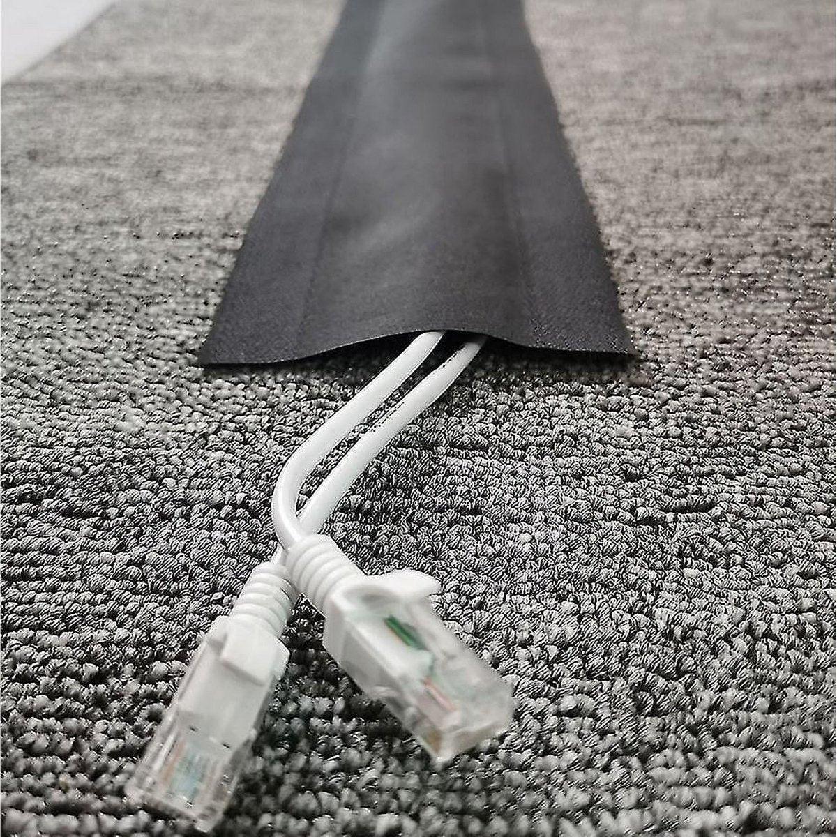 Floor Cable Cover - 20 ft Cord Protector Hook and Loop Storage Sleeve - Used to protect cables and prevent tripping over cords.