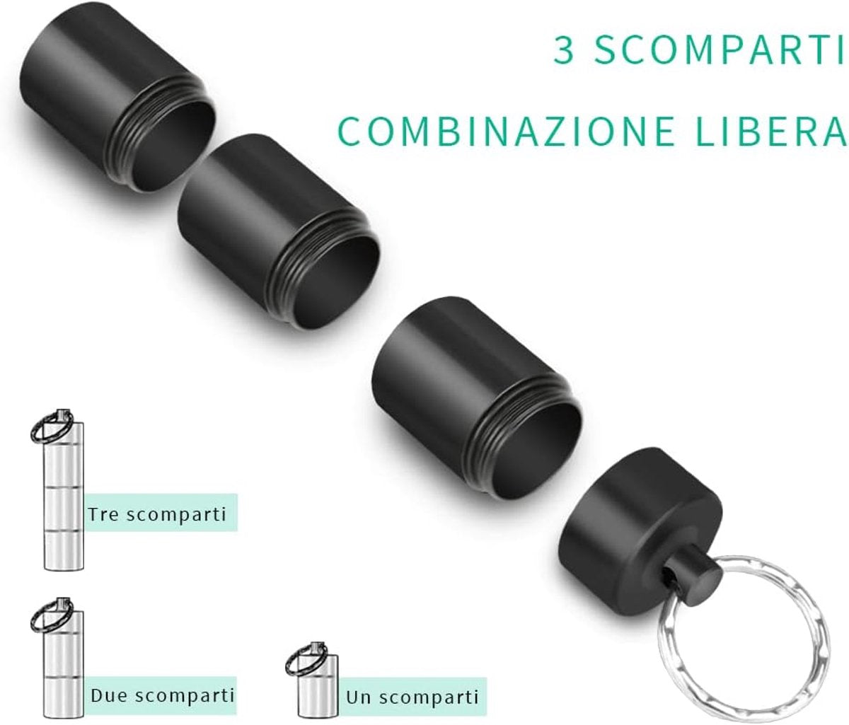 Small Pill Boxes (2-piece) - Keychain - Travel Metal - Pill Dispenser - Convenient Pill Storage
