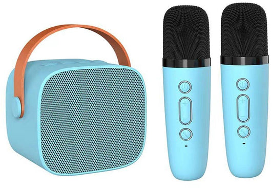 Mini Karaoke Machine - With 2 Microphones (Blue).