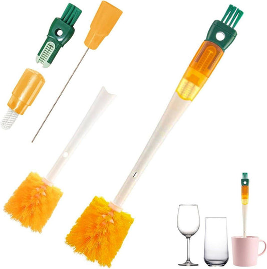 Bottle Brush - 5-in-1 Bottle Brush - Bottle Brush for Babies - Suitable for all types of glass cups - Cleans cup rims, straws and other parts..