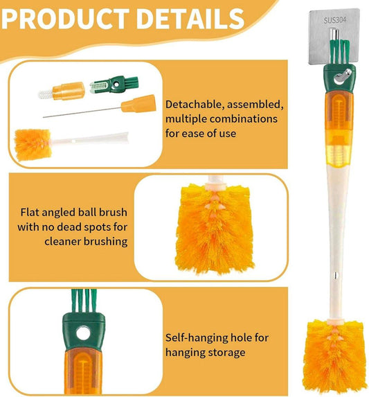 Bottle Brush - 5-in-1 Bottle Brush - Bottle Brush for Babies - Suitable for all types of glass cups - Cleans cup rims, straws and other parts..