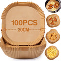Airfryer Paper (100 sheets) - Airfryer Paper Mat 20 cm - Non-stick Airfryer Paper - Baking Mat - BPA-free - Suitable for 3-6 litre ovens - Baking Tray - Microwave-safe (square).