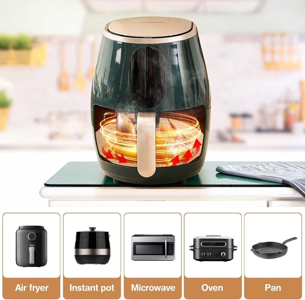 Airfryer Paper (100 sheets) - Airfryer Paper Mat 20 cm - Non-stick Airfryer Paper - Baking Mat - BPA-free - Suitable for 3-6 litre ovens - Baking Tray - Microwave-safe (square).