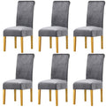 Chair Covers - Set of Velvet Chair Covers - Gray Chair Covers - Stretch Dining Chair Covers - Set of 6