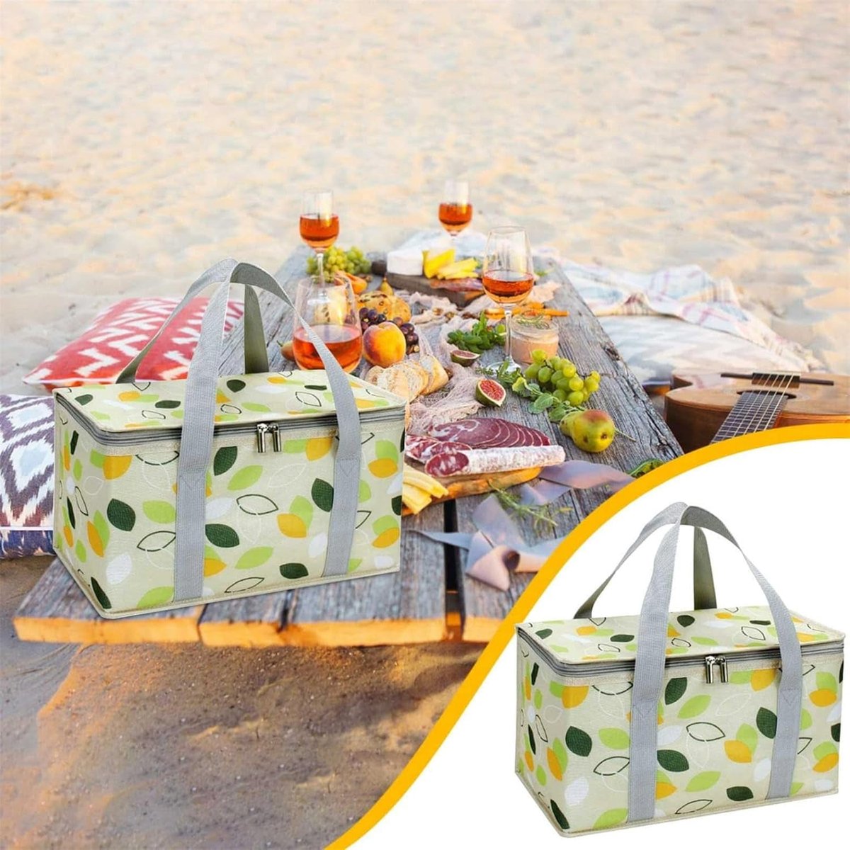 Large Cooler Bag - Picnic Cooler Bag, Lunch Bag - Lined - Keep Warm or Cold - Insulated Cooler Bag for Camping, BBQ, Home, Car & Outdoor Activities.