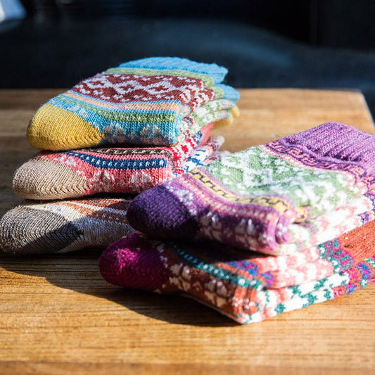 Pack of 5 pairs - Thick, warm women's socks for autumn and winter - Chunky knitted women's socks - Warm socks