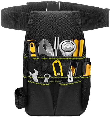 Tool Bag - Hardware Tool Bag - Hardware Storage Bag - Waist Bag - Small Oxford Canvas Tool Bag - with Adjustable Nylon Waist Strap, Suitable for Electricians, Carpenters, and Repair Technicians..