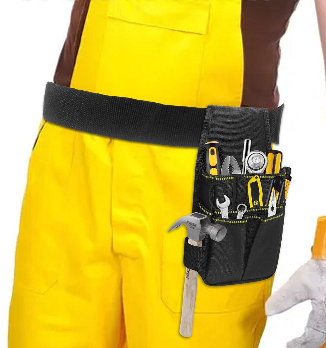 Tool Bag - Hardware Tool Bag - Hardware Storage Bag - Waist Bag - Small Oxford Canvas Tool Bag - with Adjustable Nylon Waist Strap, Suitable for Electricians, Carpenters, and Repair Technicians..