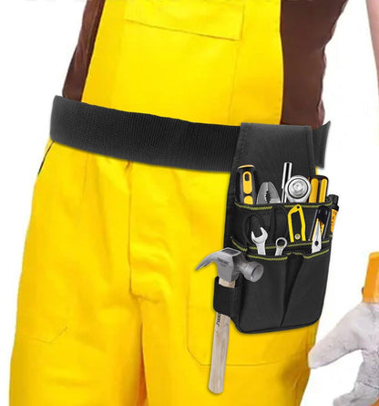 Tool Bag - Hardware Tool Bag - Hardware Storage Bag - Waist Bag - Small Oxford Canvas Tool Bag - with Adjustable Nylon Waist Strap, Suitable for Electricians, Carpenters, and Repair Technicians..