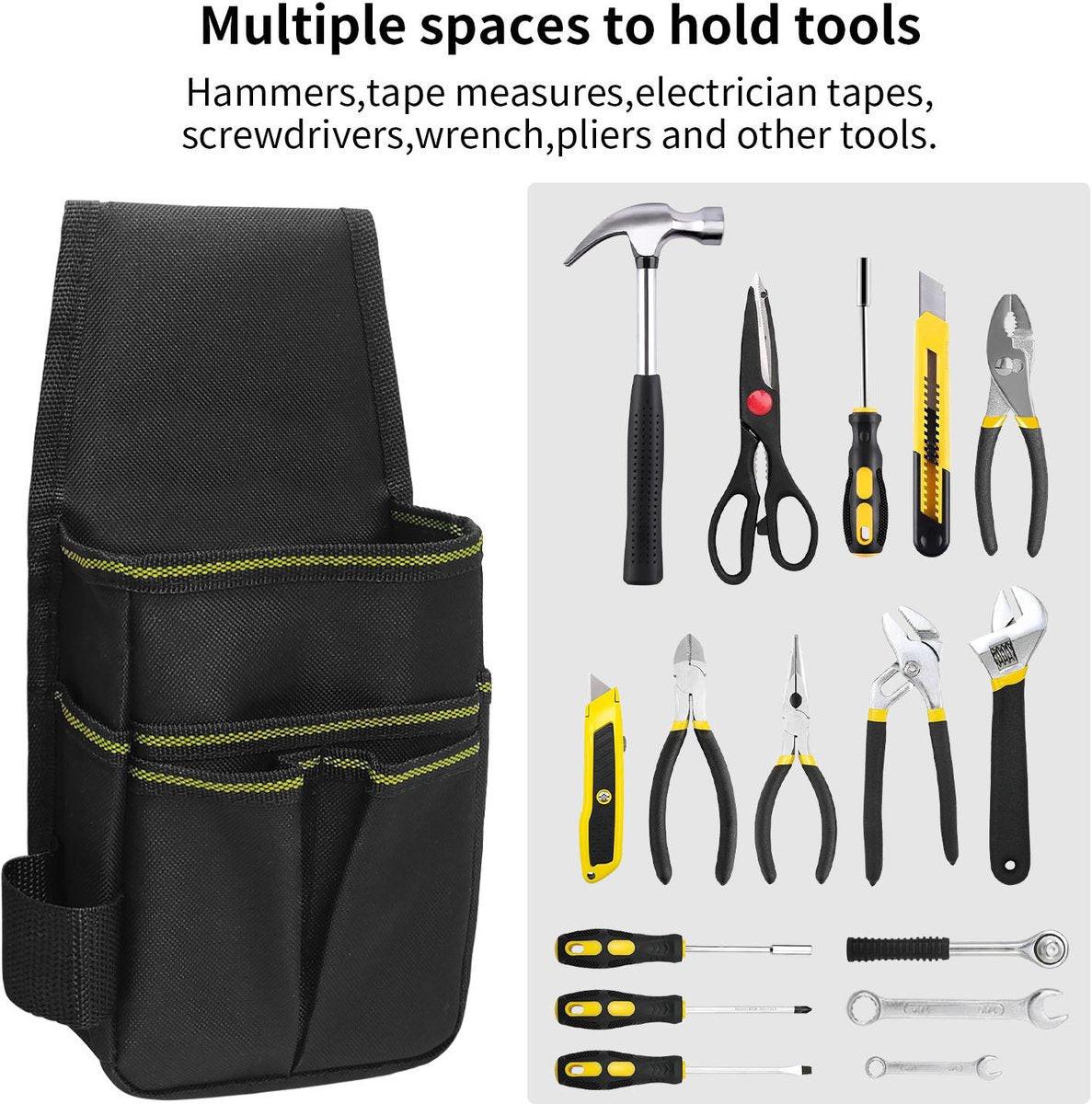 Tool Bag - Hardware Tool Bag - Hardware Storage Bag - Waist Bag - Small Oxford Canvas Tool Bag - with Adjustable Nylon Waist Strap, Suitable for Electricians, Carpenters, and Repair Technicians..