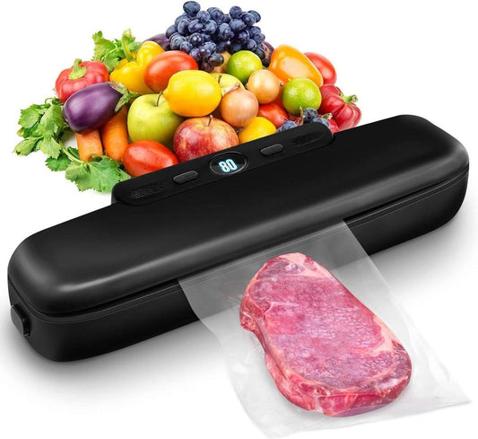 Vacuum Packaging Machine - Household Vacuum Packaging Machine - One-Button Vacuum Packaging Machine for Dry and Wet Food Storage - Includes 50 Vacuum Bags - Compact Vacuum Packaging Machine (Black).