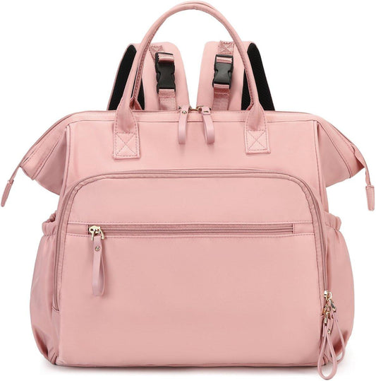 Convertible Diaper Bag - Wide Opening - 14 Pockets - Stylish - Baby Changing Bag - with Stroller Buckle - Diaper Bag - Waterproof (Pink).