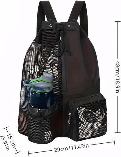 Backpack - Sports Bag - Travel Bag - Training Bag - Swimming Bag - 30*15*45cm - Mesh Material - Drawstring Design - Side Storage Space - Unisex - Suitable for Fitness, Swimming, Travel, Dancing, Camping（Pink）