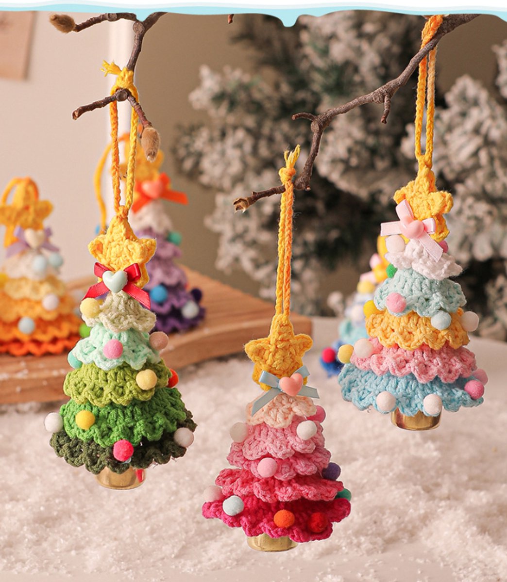 Christmas Decorations - Crochet Christmas Tree Bell Decorations - Small Christmas Decorations - Car Decorations - Christmas Tree Decorations - Ornaments - Specimens - Style A