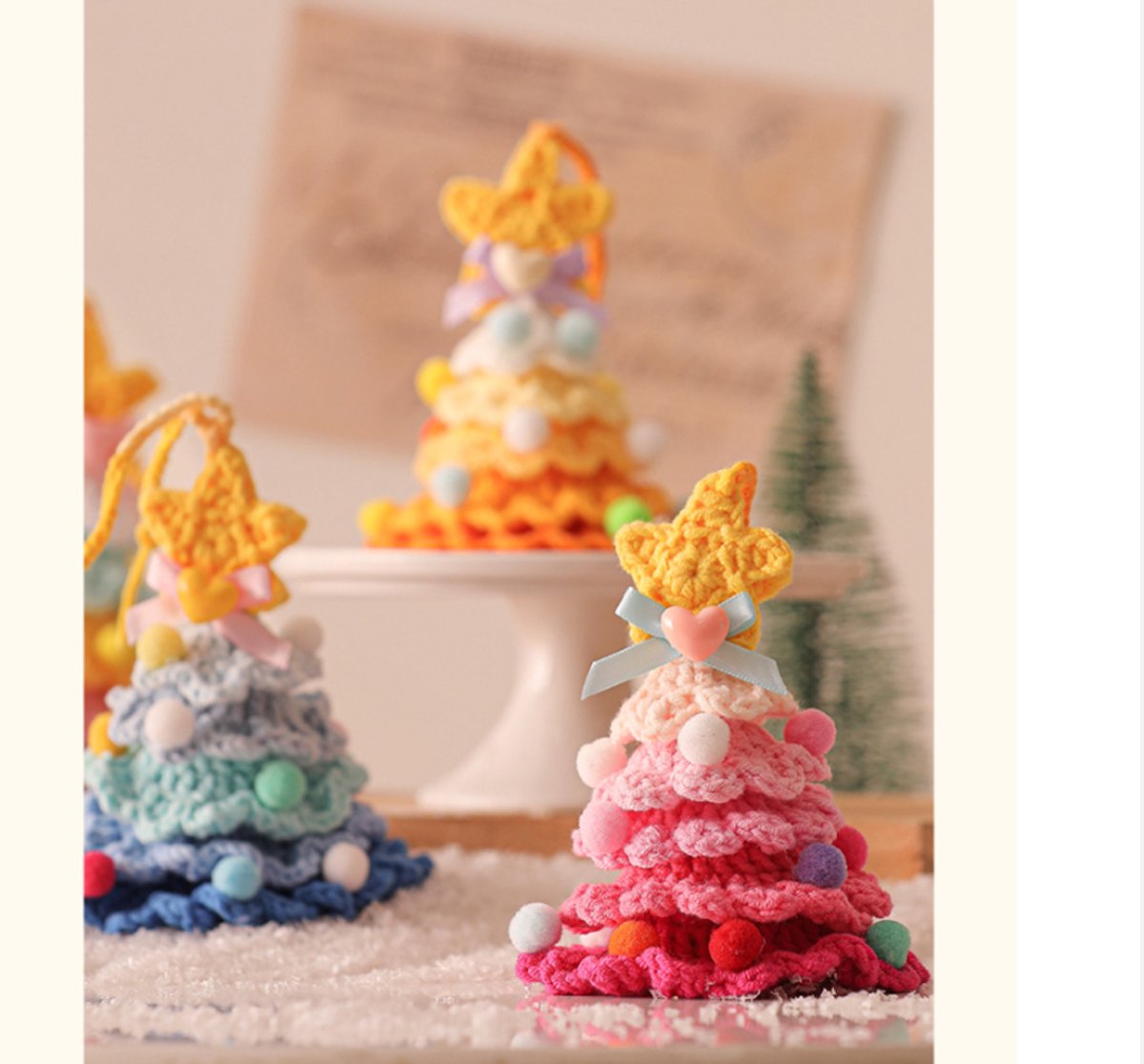Christmas Decorations - Crochet Christmas Tree Bell Decorations - Small Christmas Decorations - Car Decorations - Christmas Tree Decorations - Ornaments - Specimens - Style A