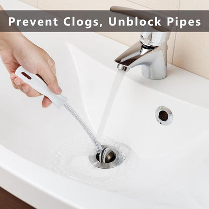 4-piece sink cleaning brush set - Drain brush - 45 cm - Flexible sink cleaning brush - Drain tool - Drain spring - Suitable for kitchen and bathroom drains and overflow pipes