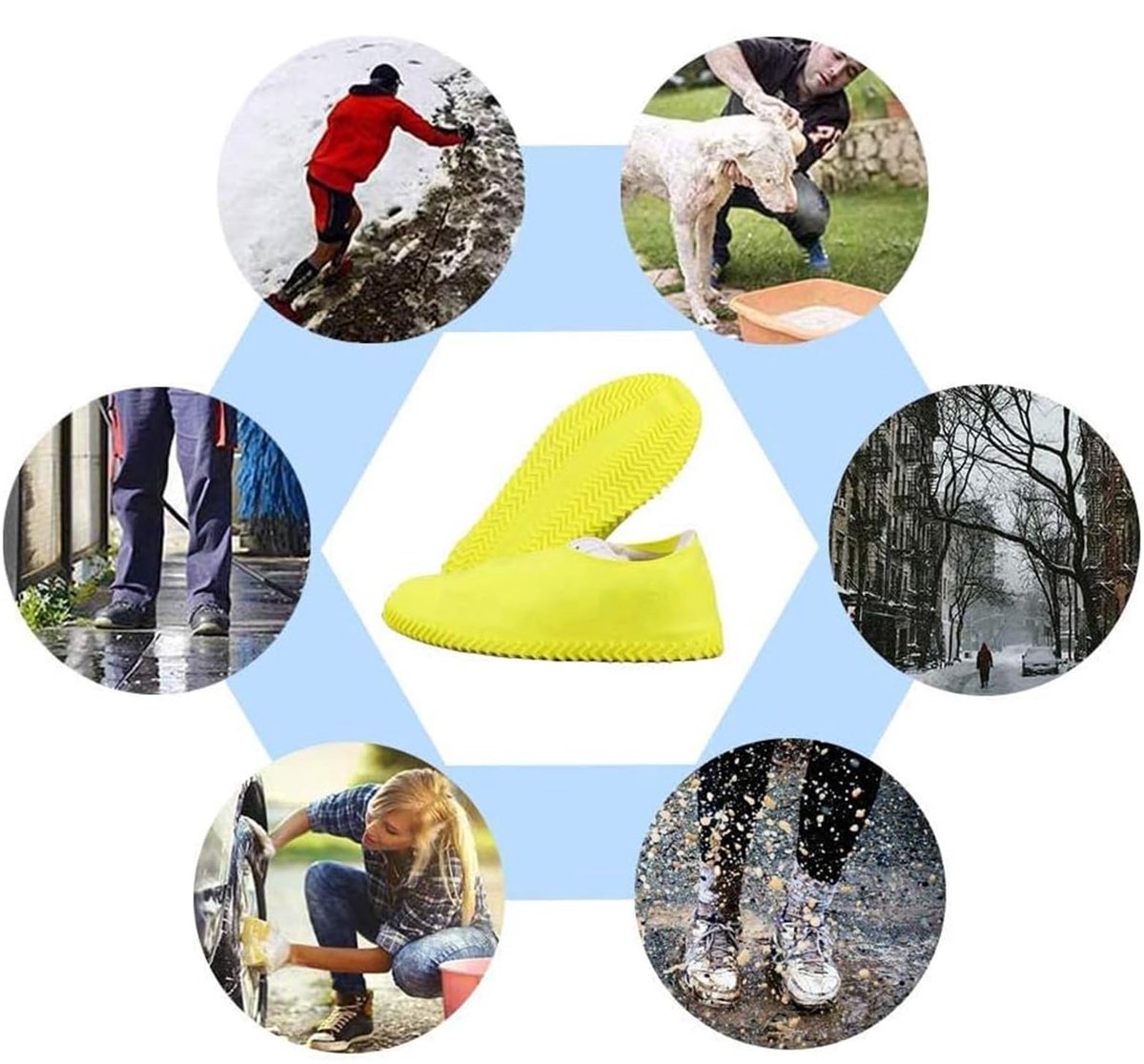 Overshoes - 1 Pair - Waterproof Silicone Overshoes - Reusable, Non-slip, Suitable for Outdoor Activities (Yellow - Size M)