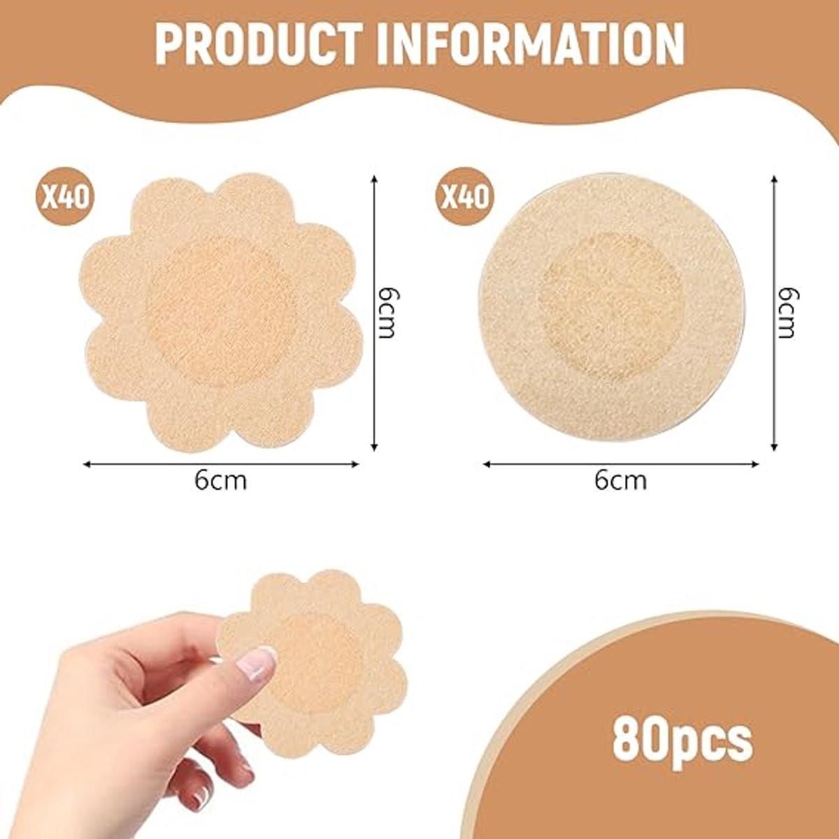 80 Invisible Nipple Shields - Disposable Nipple Shields - Nipple Shields for Women - Breathable Breast Shields - Unisex Nipple Shields - Round and Plum Shape - Off White - One Size.