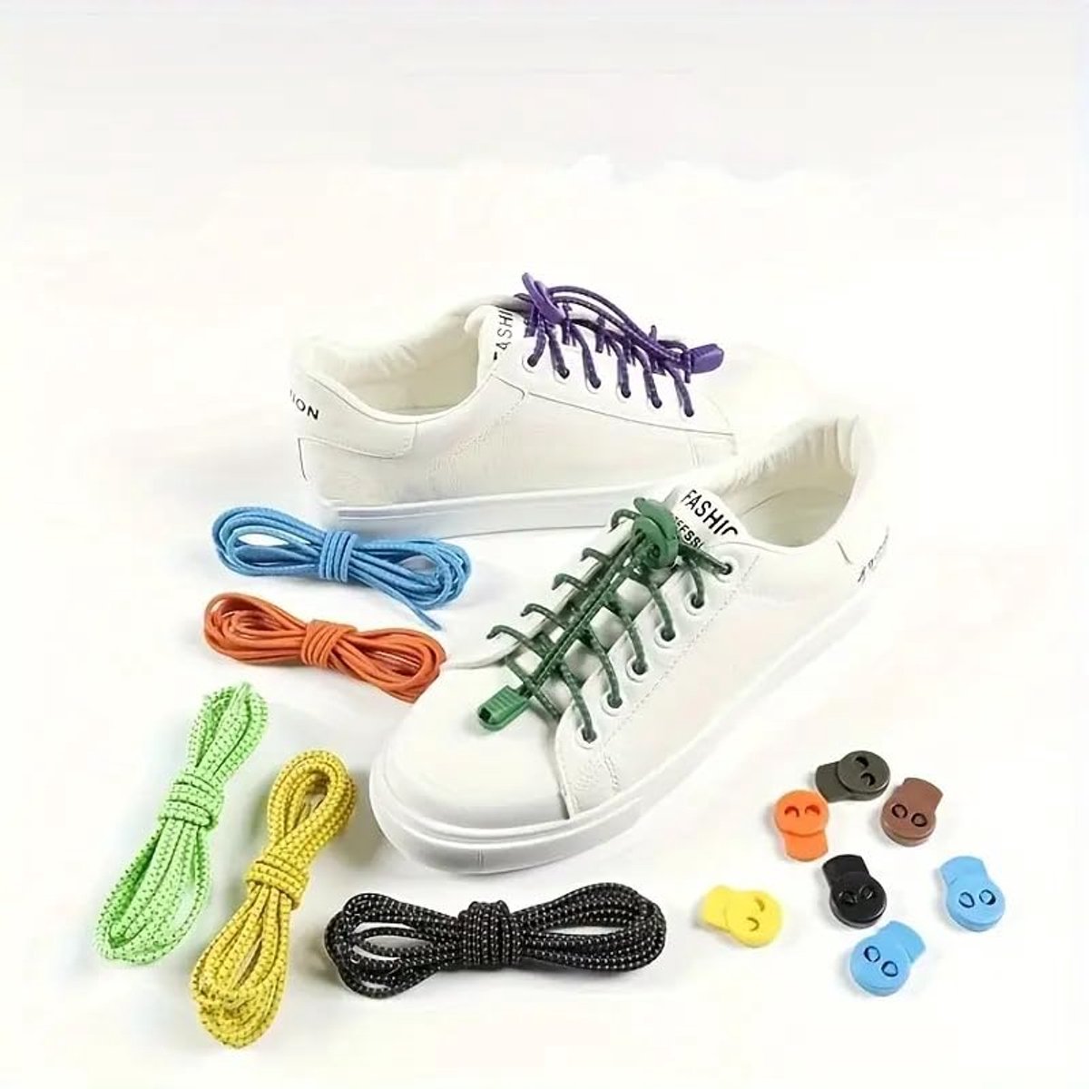 Sneaker Laces 120CM suitable for Sneakers - Elastic laces without a knot - Suitable for students and adults - With strong buckle and quick-release function (Light gray)
