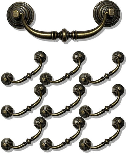 10 Pieces 4.25 Inch Center Hole Shabby Chic Drawer Pulls - Antique Bronze Kitchen Cabinet Pulls with Buckles (108mm/Antique Bronze)
