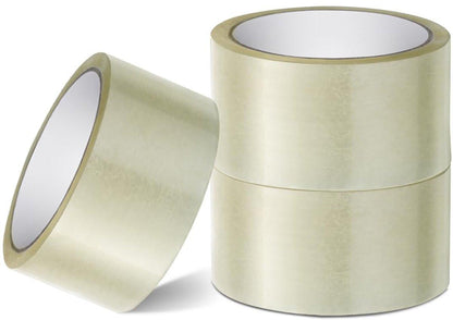Transparent packaging tape on a roll - 48 mm x 66 m - Strong - Low noise - Strong, extra adhesive - For packing boxes - Parcel tape for shipping and long-term storage (transparent, 3 rolls).