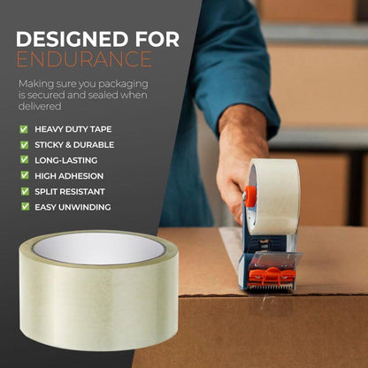 Transparent packaging tape on a roll - 48 mm x 66 m - Strong - Low noise - Strong, extra adhesive - For packing boxes - Parcel tape for shipping and long-term storage (transparent, 3 rolls).