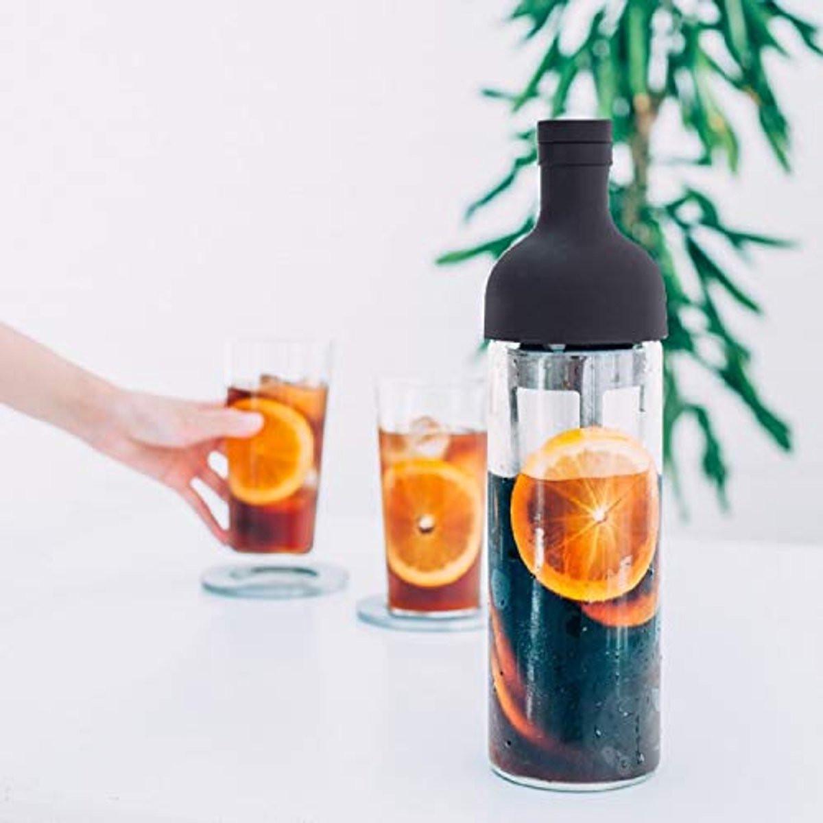 Cold Brew Coffee Pot - 1000 ml Glass Carafe with Infuser - For Iced Coffee & Iced Tea - Easy to Fill and Clean - Brown.